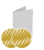 Klapp-Visitenkarten hoch 5/5 farbig mit beidseitig partieller UV-Lackierung <br>beidseitig bedruckt (CMYK 4-farbig + 1 Gold-Sonderfarbe)