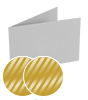 Klapp-Visitenkarten quer 5/5 farbig mit beidseitig partieller UV-Lackierung <br>beidseitig bedruckt (CMYK 4-farbig + 1 Gold-Sonderfarbe)