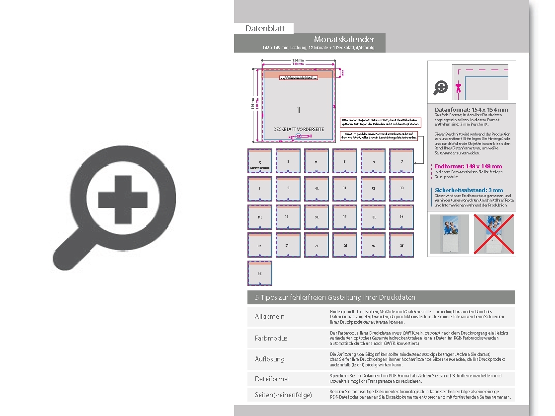 Product Bild monatskalender_mit_lochung_13_blatt_(12_monate_+_deckblatt)__beidseitig_bedruckt_4_4_farbig__quadrat_(148_x_148_mm)
