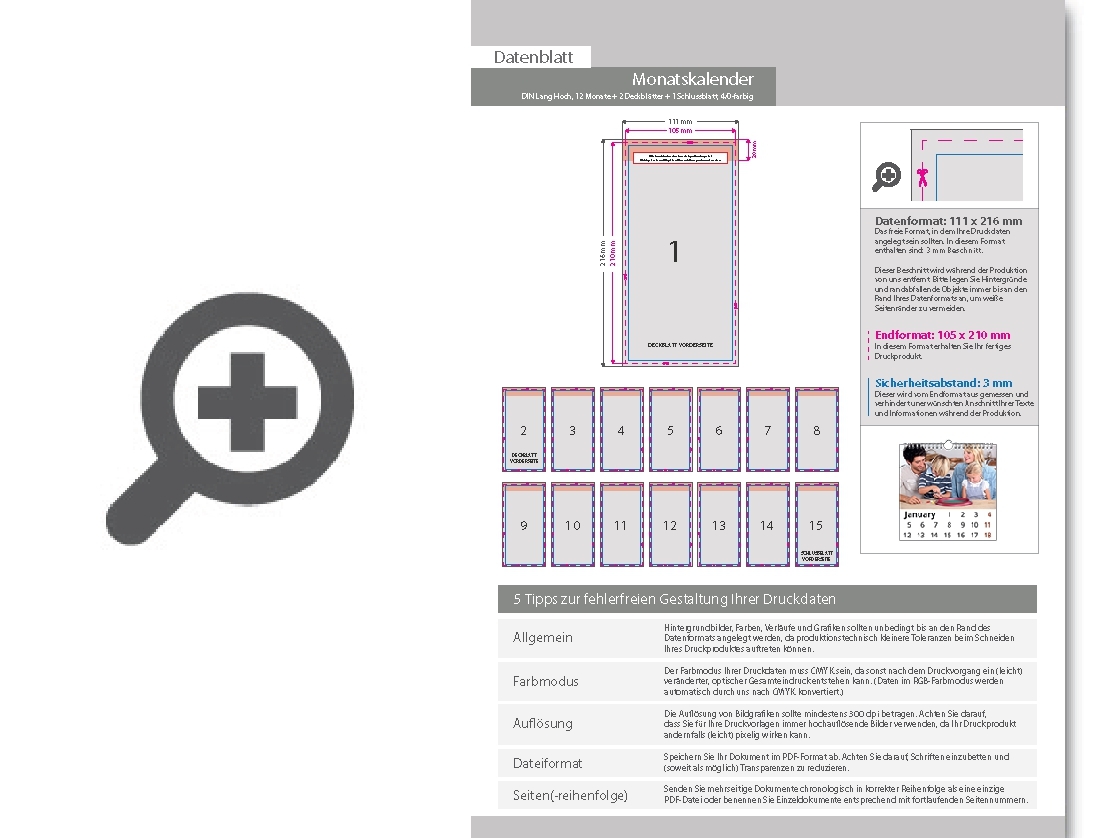 Product Bild monatskalender_15_blatt_(12_monate_+_2_deckbl__tter_+_1_schlussblatt)__einseitig_bedruckt_4_0_farbig__din_lang_hoch_(105_x_210_mm)
